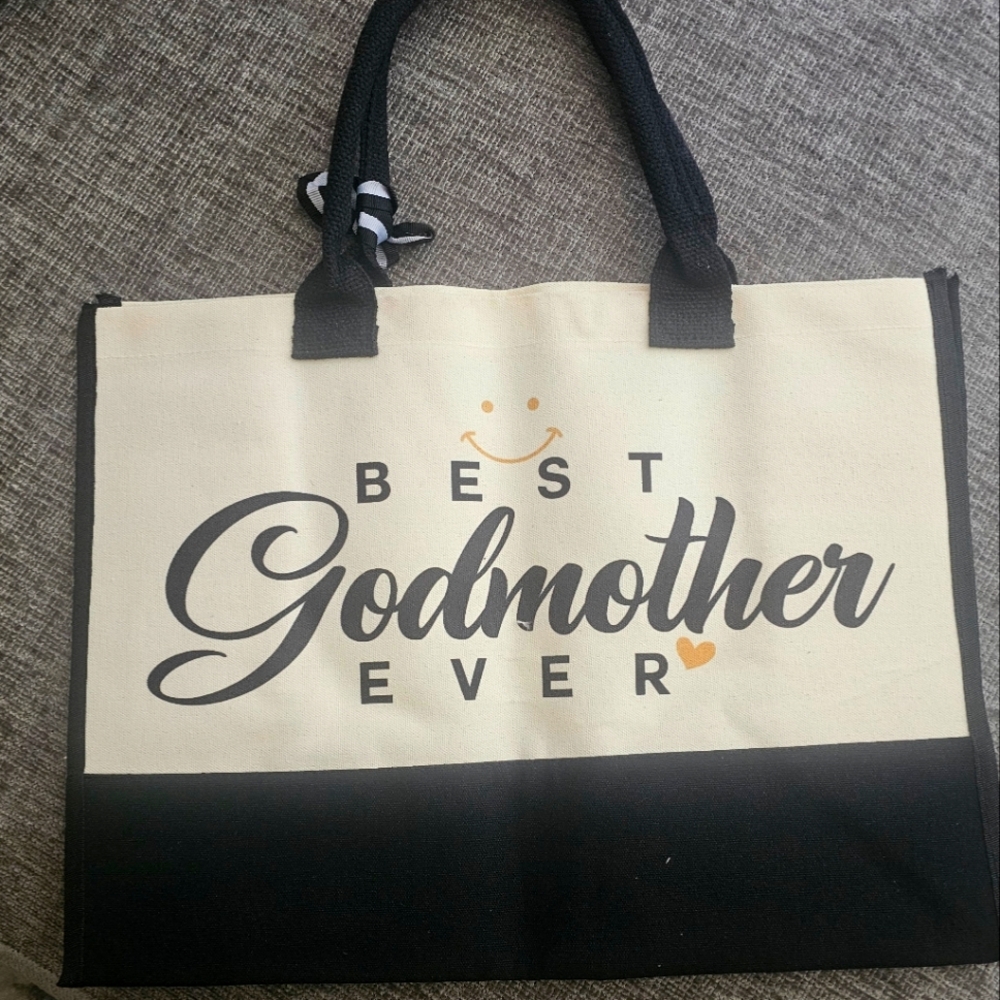 Black and Cream BEST GODMOTHER EVER Tote Bag